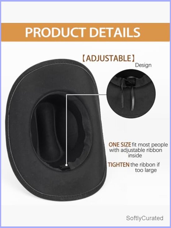 Classic Roll Up Cowboy Hat with Buckle Belt Unisex Western Fedora main image 7